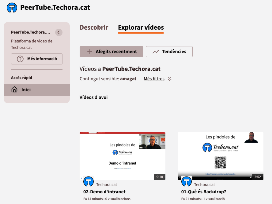 La nostra instància de PeerTube