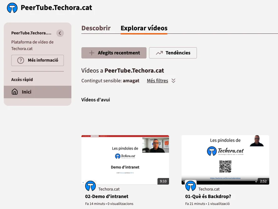 La nostra instància de PeerTube
